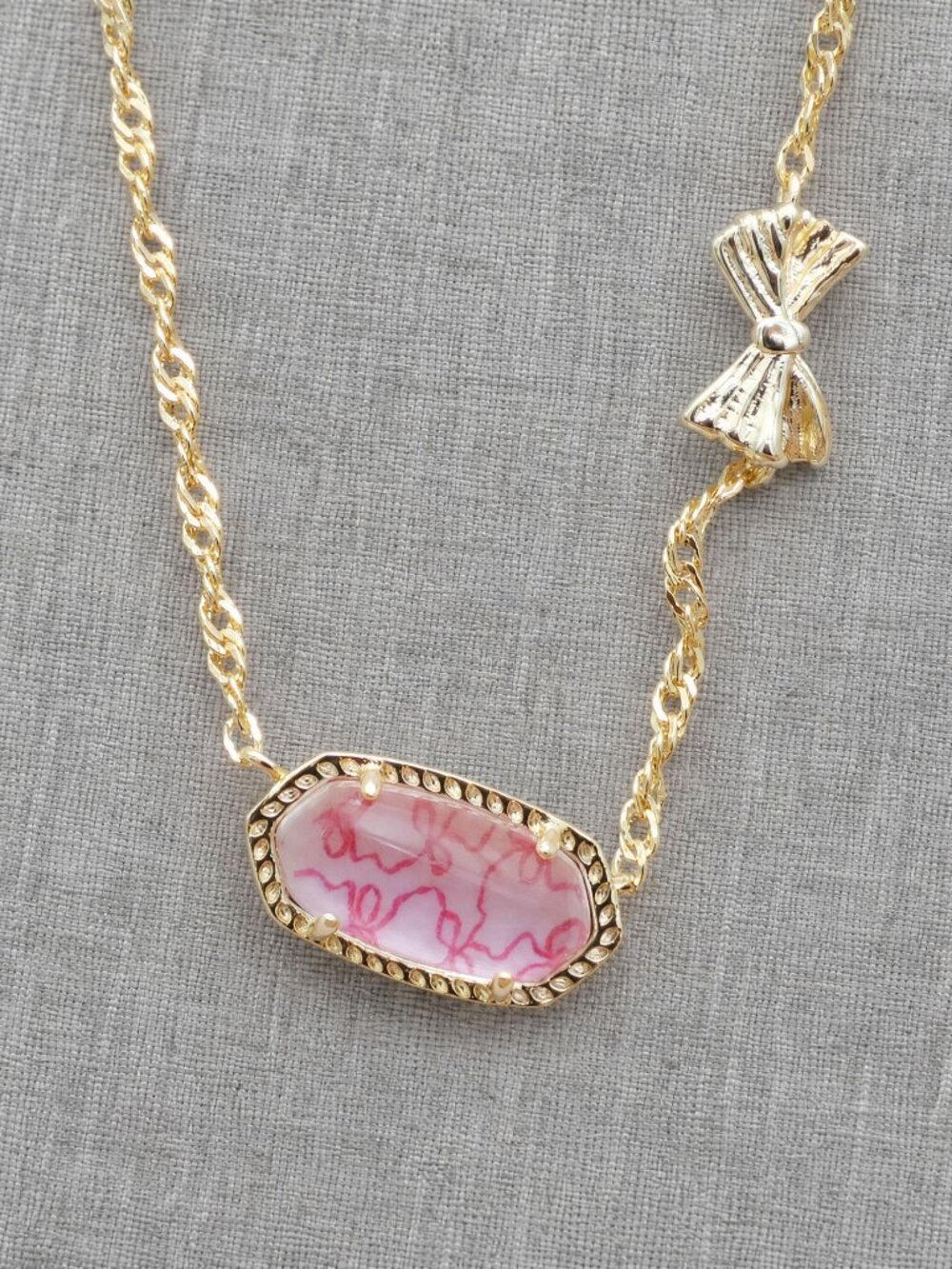 Kendra Scott  Elisa Bow Gold Necklace & Posey Pink Luna Ro - Picture 2 of 2